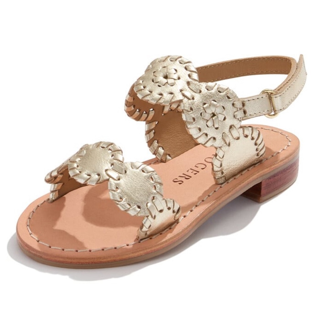 Jack Rogers Girls Gold Braided Leather Sandals - Picture 7 of 7
